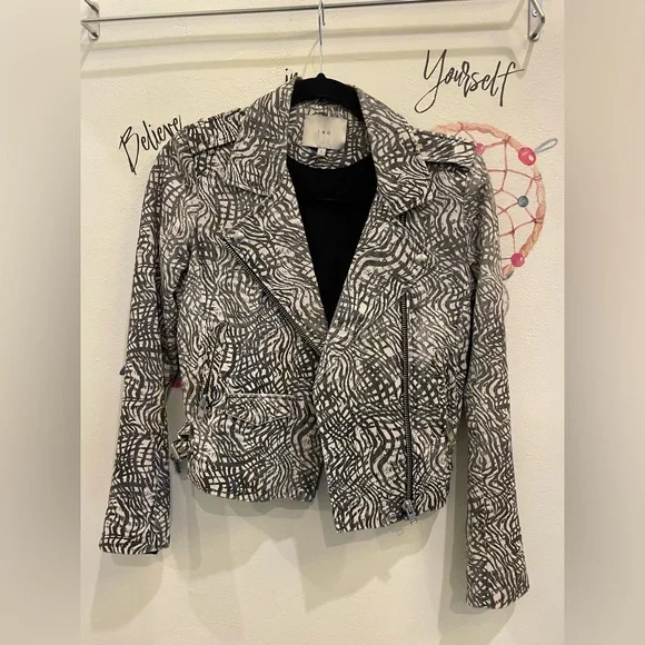 Iro ‘Jeff’ print leather asymmetrical jacket sz 1